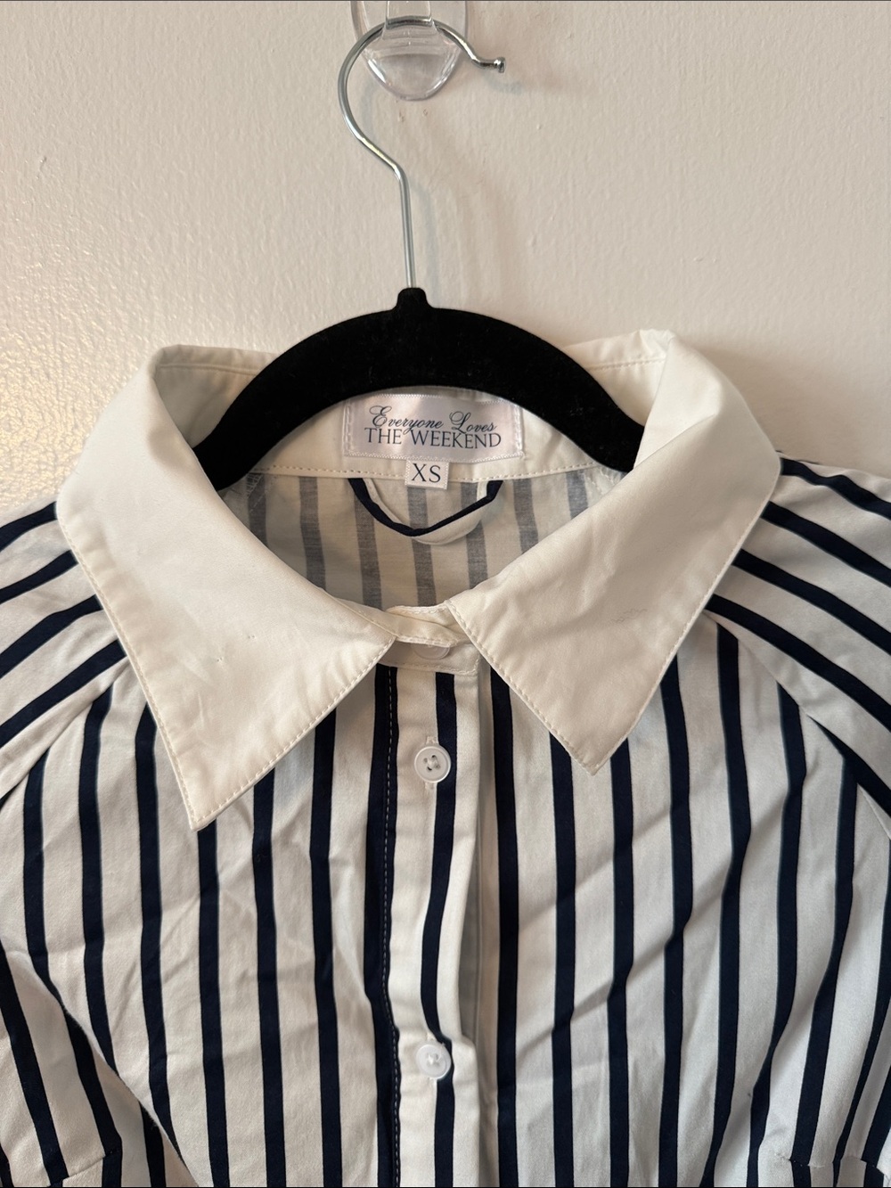 Striped Tie-Waist Shirt Robe - White & Black - Picture 8 of 11